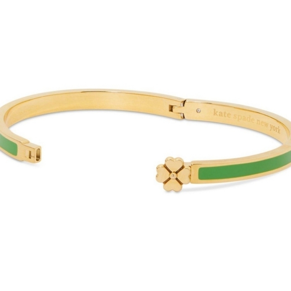 💚▪️Kate Spade▪️ Heritage Spade Flower green Thin Hinged Bangle Bracelet - Picture 5 of 9